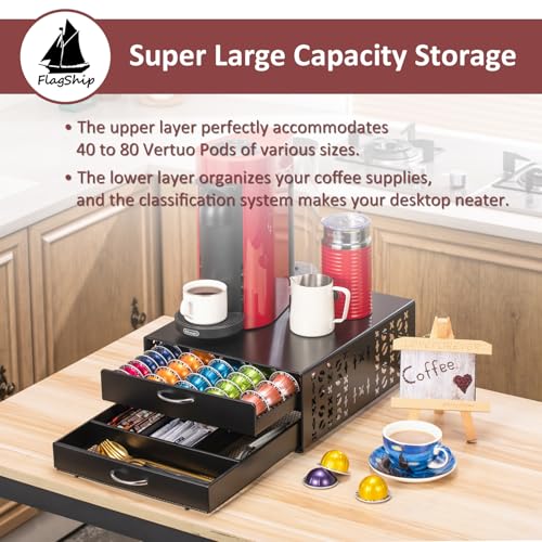 for Vertuo Pod Holder Coffee Accessories Organizar for Nespresso Pod Storage Large Capacity Fits All Size Coffee Station for Coffee Bar