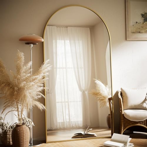 35"x78" Gold Large Arched Floor Full Length Dressing Body Mirror