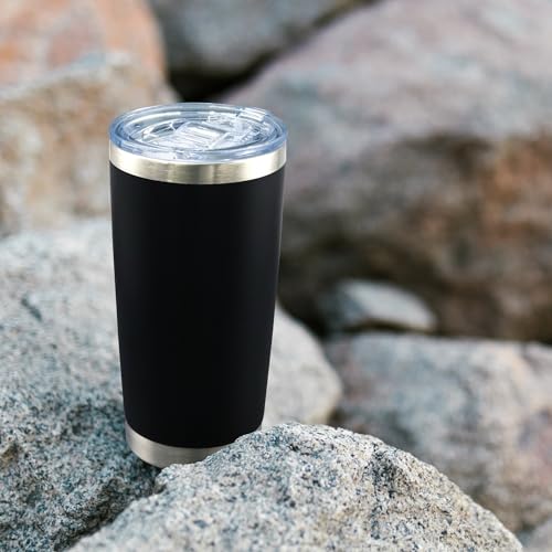 20oz Tumbler with Lid Stainless Steel Tumblers Insulated Mug Black 6P (6 Count)