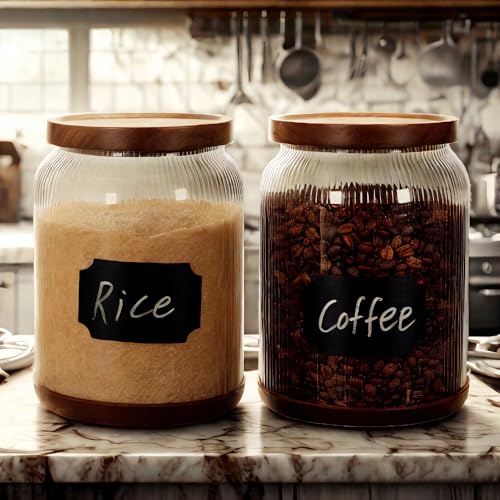 2 Pack Striped Borosilicate Glass Airtight Canisters