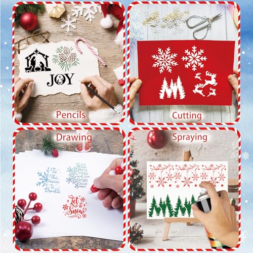 36 Pcs Small Christmas Stencils for Painting on Wood 3 Inch Reusable Christmas Ornament Stencil for Crafts Wood Card Paper Fabric (36 Count)
