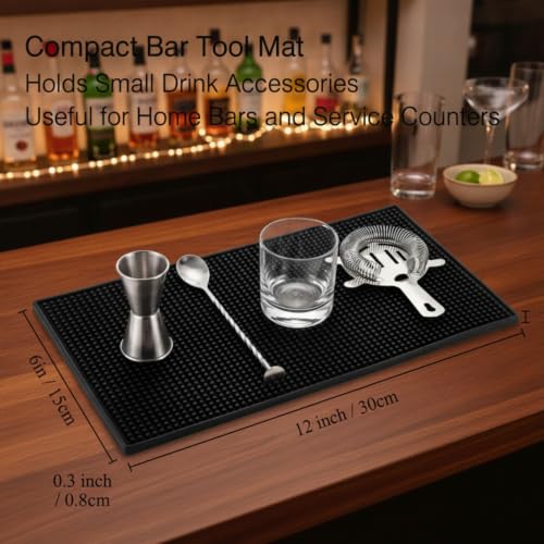 6 Pcs Bar Mat 6 X 12 Inch Black (6 Count)