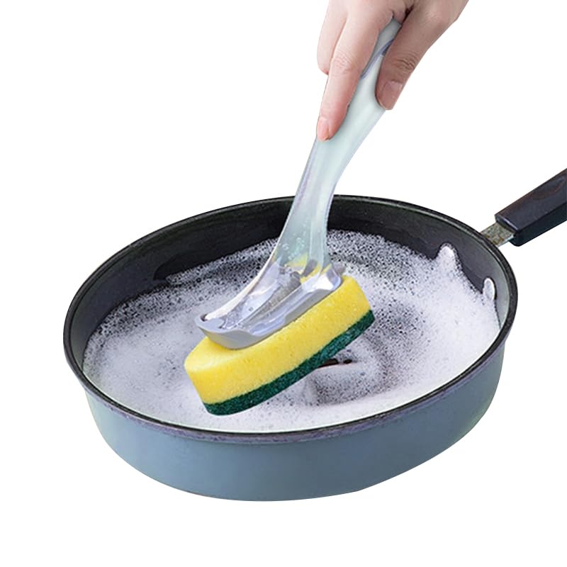 The Pot Brush with Green and Yellow Washing Pads Does not Damage The Pot Handle and can be Used to add Liquid