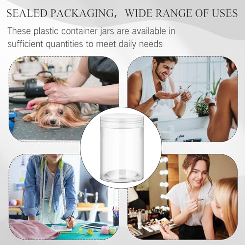 4 Pcs Plastic Jars Wide Mouth with Lids (4 Count)
