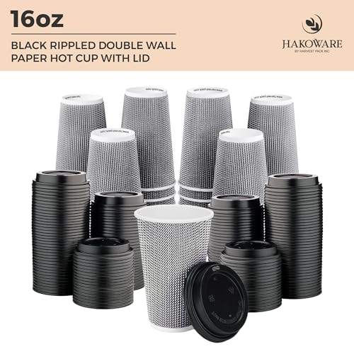 16 oz Disposable Paper Coffee Cups with Lids Insulated Double (340 Count)
