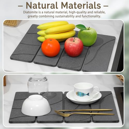 Small Stone Dish Drying Mat for Kitchen Counter (2 Count)