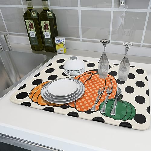 Autumn Pumpkin Dish Drying Mat for Kitchen Counter