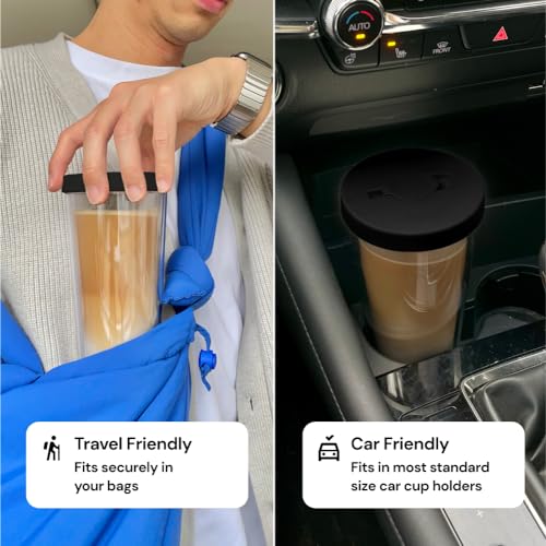 Reusable Boba Cup and Straw Boba Tea Cup Bubble Tea Cup Reusable Iced Coffee Cup Cold Coffee Cup Smoothie Cup with Lid and Straw Smoothie Cup to go Smoothie Tumbler 17 oz