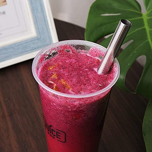 4 Pack 0.4" Wide Bore Reusable Stainless Steel Metal Smoothie Straws (4 Count)