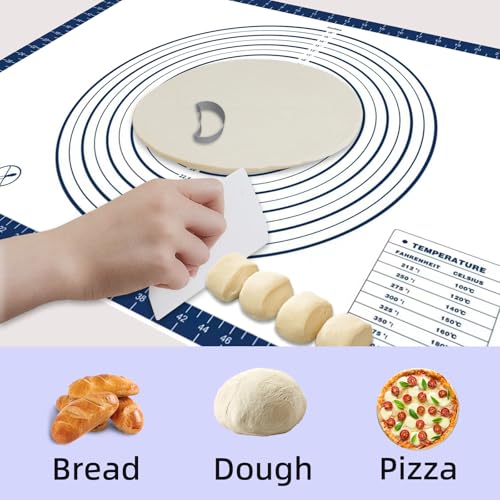 Dough Mat Silicone Baking Mats for Rolling Pastry Kneading Sheet Sourdough Bread Baking Supplies Blue 28x20"0.45mmT