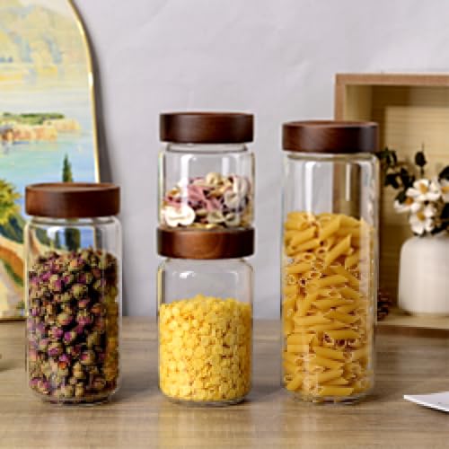 24 fl oz 710 ml Glass Jar with Airtight Wooden Screw Top Lid