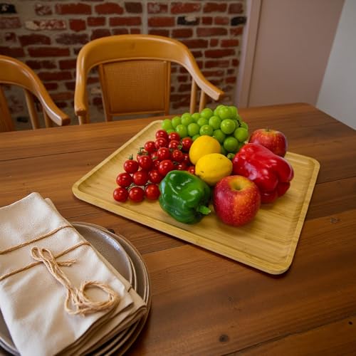 Bamboo Serving Tray Wooden Rectangle Dinner Food Bed Lab Tray Large