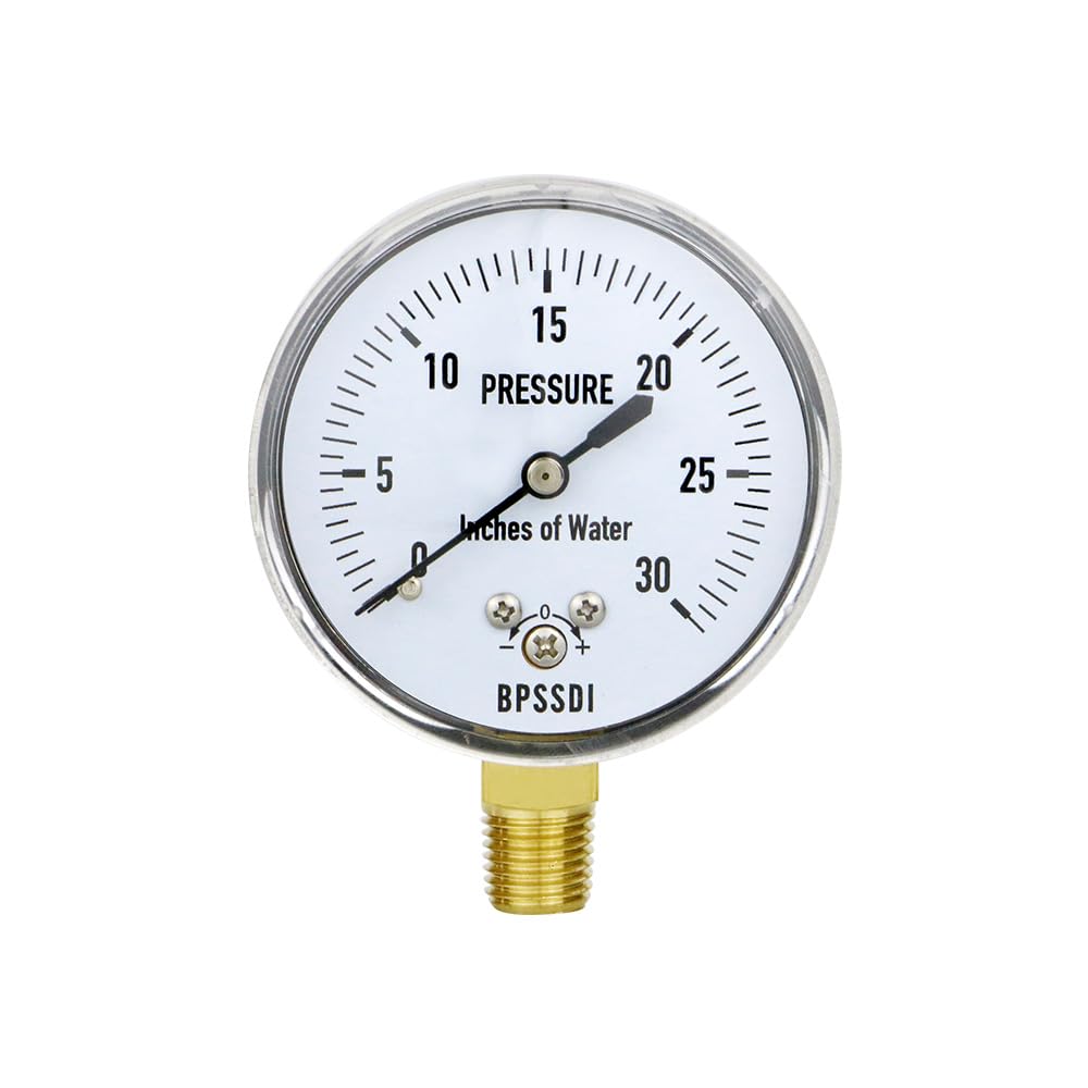 0-30 Inches of Water Column Gauge, Low Pressure Gauge, Capsule Gauge with 304 Stainless Steel Case, 2.5