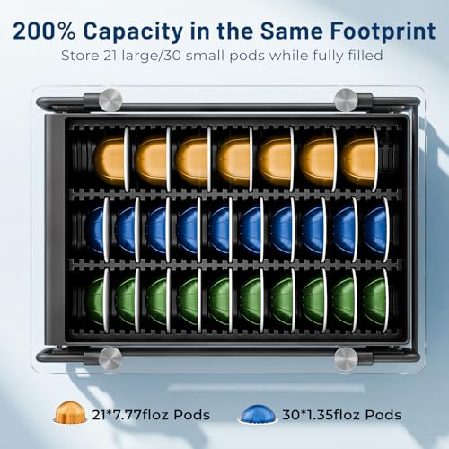 Crystal Tempered Glass Organizer Drawer Holder Compatible with Nespresso Vertuo Capsules