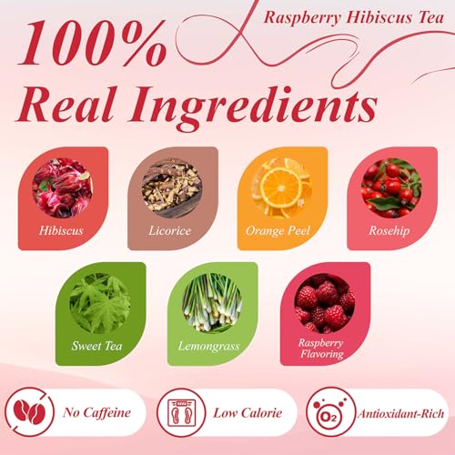 Raspberry Hibiscus Herbal Tea Bags 100 Count