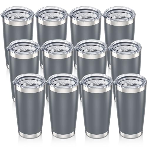 20 oz Tumbler with Lid Stainless Steel Insulated Tumblers Bulk Cups Mug (12 Count)