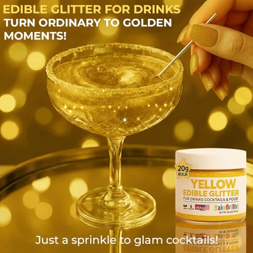 Bulk 20g Yellow Edible Glitter for Drinks
