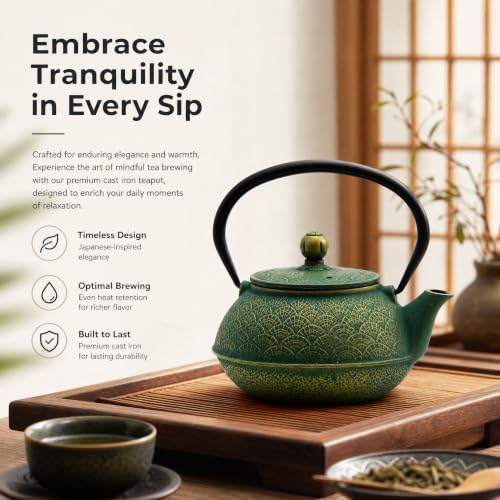 30.4oz Small Cast Iron Tea Kettle Teapot for Stovetop