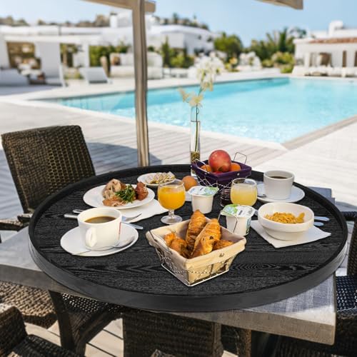 30 inch Round Solid Wood Serving Tray Extra Large Tea Coffee Snack Food Meals Serving Plate Non