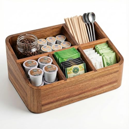 Acacia Wood Coffee Station Organizer for Countertop