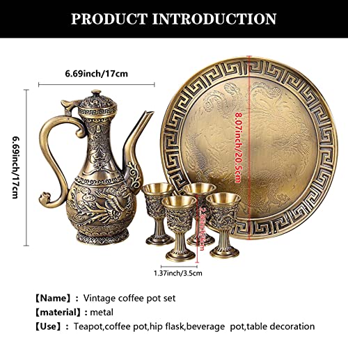 Vintage Turkish Coffee Pot and Cups Set
