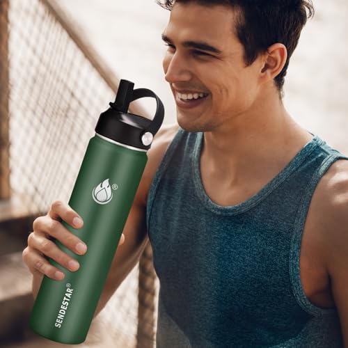 Insulated Water Bottle 40 oz with Straw