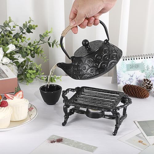 Tea Warmer Cast Iron Tea Pot Warmer with Tealight Candle Holder Sturdy Functional Teapot Warmer Stand for Office Party or Desk RetroTea Pot Heater for Heating Milk