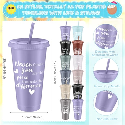 36 Pcs Employee Appreciation Gifts Bulk 24 oz Thank You Tumbler with Lid and Straw Mini Spiral Notebooks and Pens Appreciation Gifts for Team Employee Coworkers Teacher (36 Count)