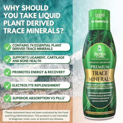 Premium Ionized Plant Based Trace Minerals Liquid Formula (16 Fl Oz)