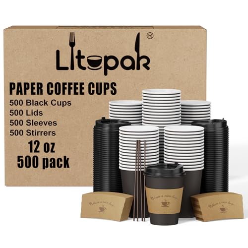 500 Pack 12 oz Disposable Coffee Cups (500 Count)