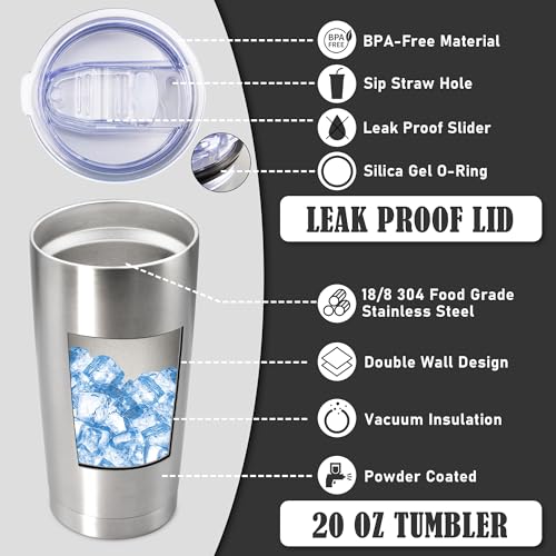 20oz Tumbler Insulated Coffee Tumblers with Lid Stainless Steel SS 12P (12 Count)