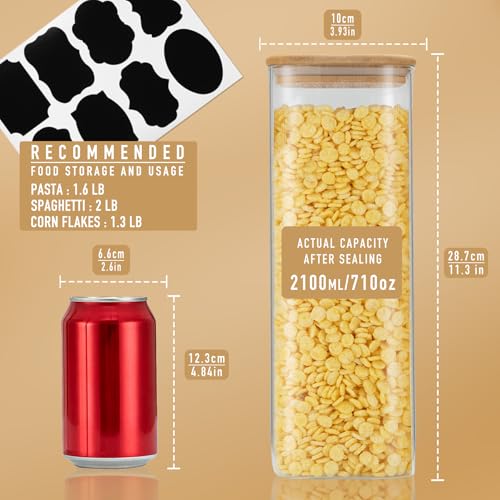 71oz 2.2Qt Square Glass Storage Containers with Lids 3 (3 Count)