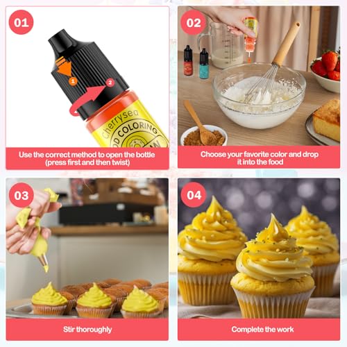 Food Coloring for Cake Decorating Rainbow Edible Food Dye for Halloween Baking Royal Icing Cookie Supplies Gluten Free 7x12ml Food Grade Liquid Food Color Kit (2.8 Fl Oz)