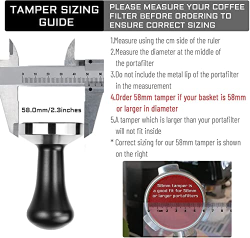 58mm Black Coffee Hand Tamper 304 Stainless Steel Base Professional Espresso Press for Portafilter Coffee Machine Barista Tool