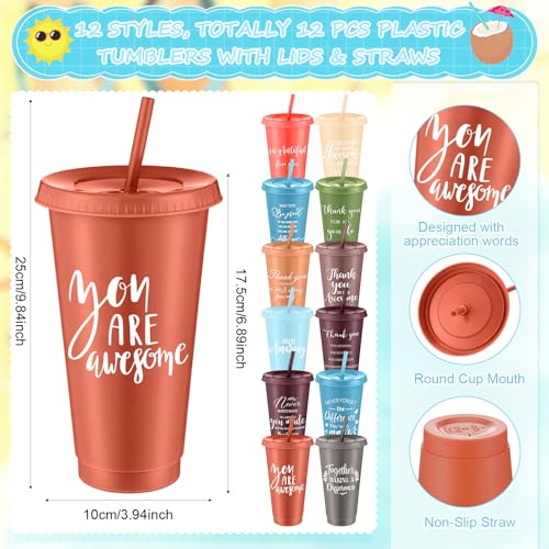 36 Pcs Employee Appreciation Gifts Bulk 24 oz Thank You Tumbler with Lid and Straw Mini Spiral Notebooks and Pens Appreciation Gifts for Team Employee Coworkers Teacher (36 Count)