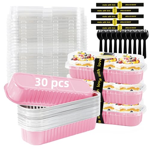 Mini Loaf Pans with Lids and Spoons Sealing Sticker (30 Count)