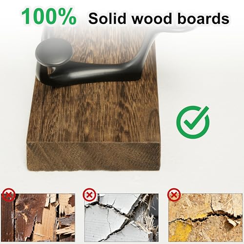 43 Inch Wood Burnt Coat Rack Wall Mount with 8 Triple Hooks (2 Count)