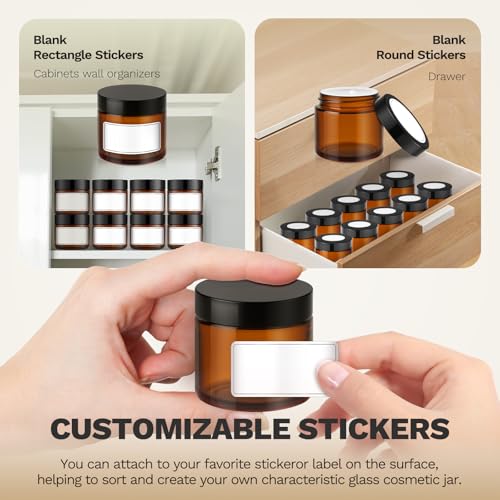 70 Pack 2 oz Amber Glass Jars with Lids (70 Count)