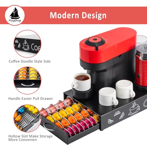 for Vertuo Pod Holder Coffee Pod Storage for Nespresso Pod Organizer Black Metal Fits All Size Vertuo Pods