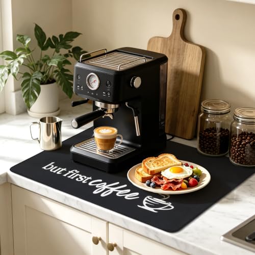 Coffee Mat 2 Pack 16x24 Inch Black (2 Count)