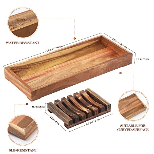 Wooden Rectangle Storage Tray with Soap Dish