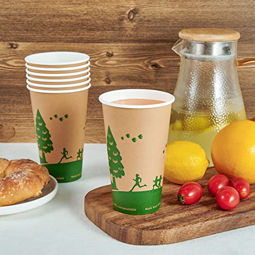 16 oz Compostable Paper Coffee Cups with PLA Lined