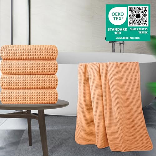 430 GSM Poly Blend Microfiber Quick Dry Waffle Bath Towel (4 Count)