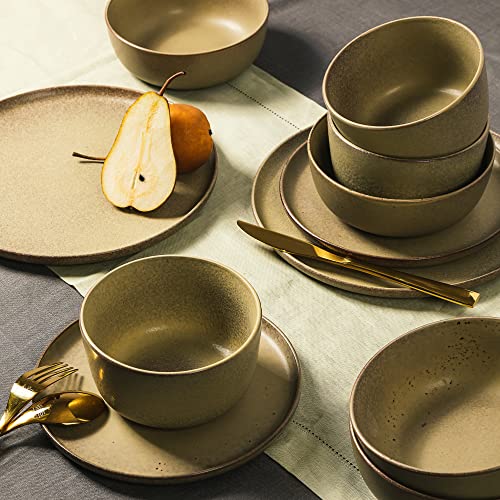 James Street 16 Piece Stoneware Matte Reactive Double Bowl Dinnerware Set