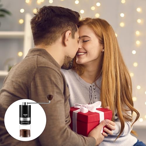 Manual Coffee Grinder Hand Coffee Grinder 6 External Adjustable Setting Stainless Steel Conical Burr Coffee Mill Portable Hand Crank Coffee Bean Grinder Fine for Espresso