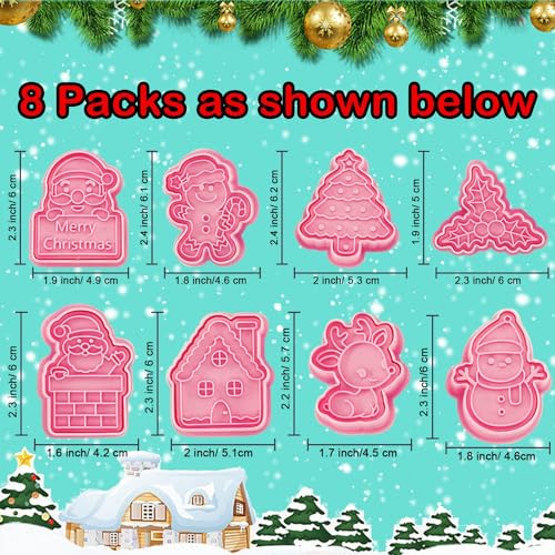 3D Christmas Cookie Cutters (8 Count)