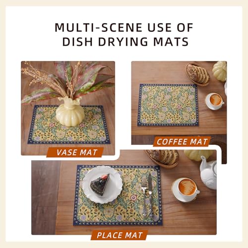 Paisley Dish Drying Mat Absorbent Coffee Mat