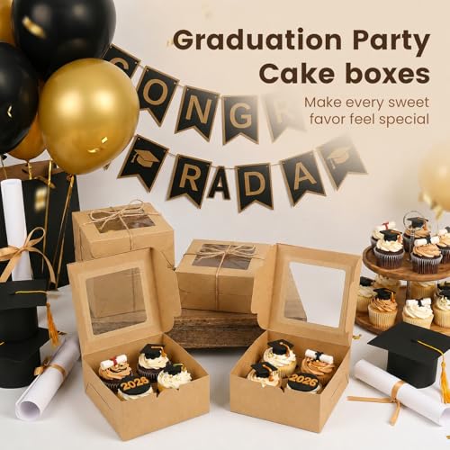 6x6x3Inch Cupcake Boxes with Window (50 Count)