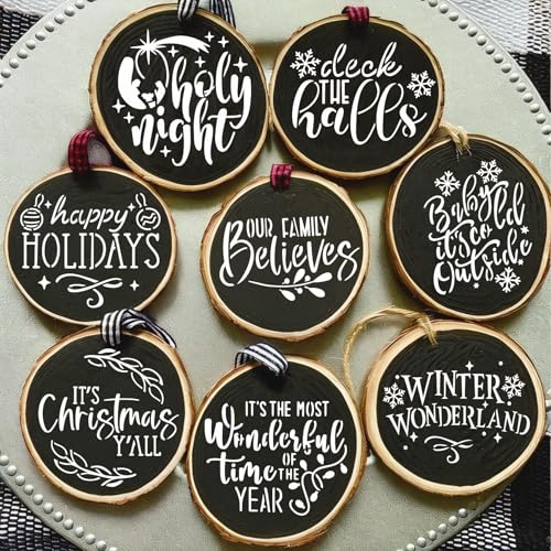 30 Pcs Christmas Stencils for Painting on Wood 4 Inch Reusable Small Christmas Ornament Stencil for DIY Crafts Ornament Wood Card Paper Fabric (30 Count)