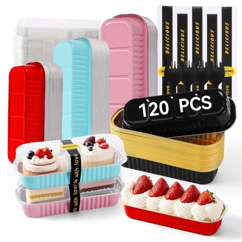 120 Pcs Mixed Color Mini Loaf Pans with Lids and Spoons (30 Count)